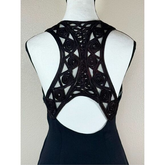 Vintage Jessica McClintock Gunne Sax 90’s Little Black Mini Racerback Dress 7/8 - Picture 4 of 11